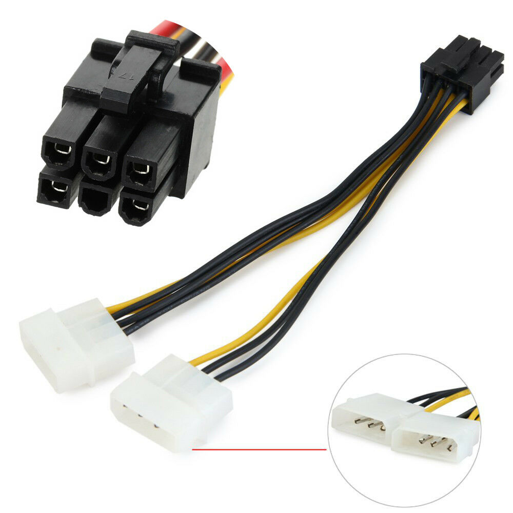 Atx Ide Molex Power Dual To Pin Pci Express Pcie Video Card Adapter Cable Uk Ebay