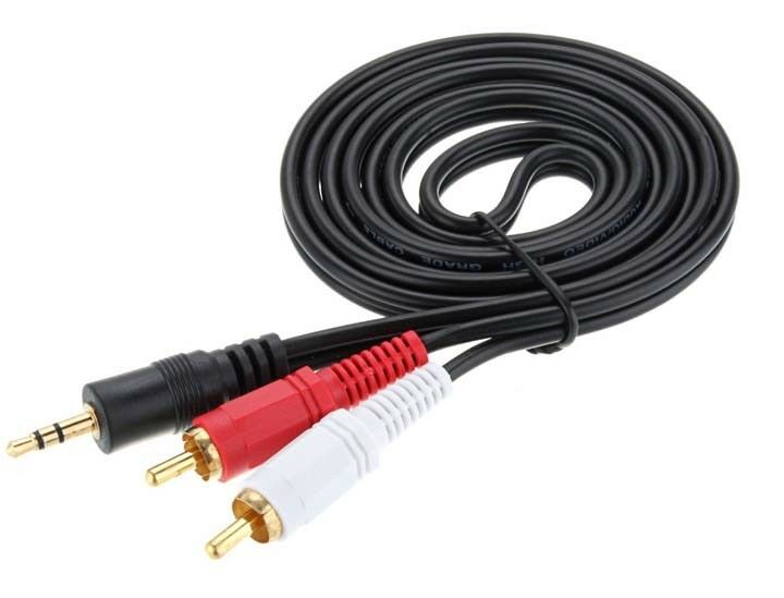 5m 3.5mm Jack to 2 x RCA Cable (Twin Phono) Audio Lead Stereo Long GOLD SPEAKER