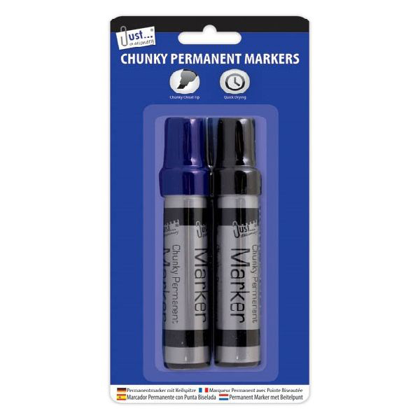 CHUNKY PERMANENT MARKERS ASSORTED COLOURS  Black-Blue or Black-Red or Black-B...