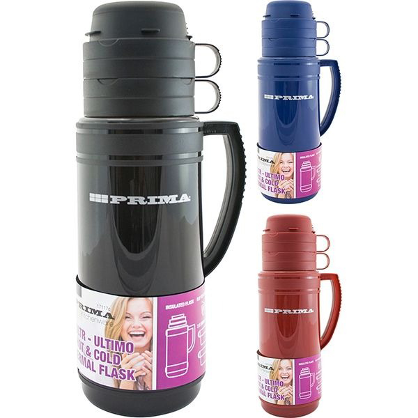 PRIMA THERMAL VACUUM TRAVEL FLASK ASSORTED COLOURS 1.8L
