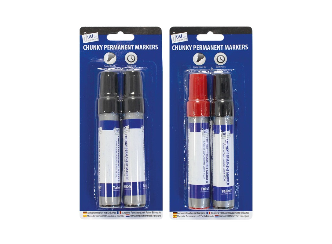 JUMBO CHISEL TIP PERMANENT CHUNKY MARKER PACK OF 2 LARGE  7MM NIB QUICK DRY