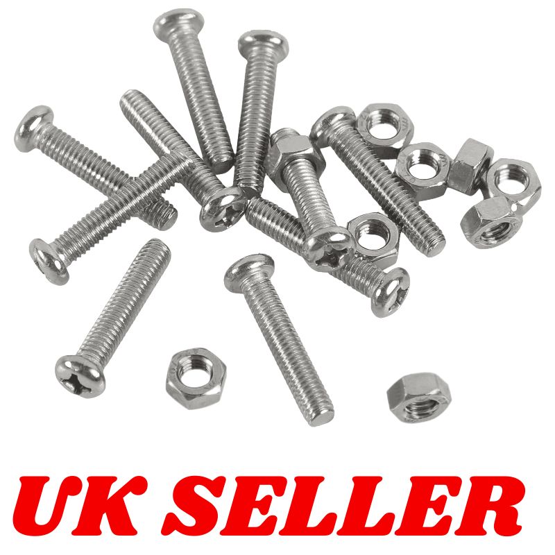 M3 M4 M5 MACHINE SCREWS POZI BOLTS AND NUTS ZINC  12 to 25 mm Pan Head Assorted