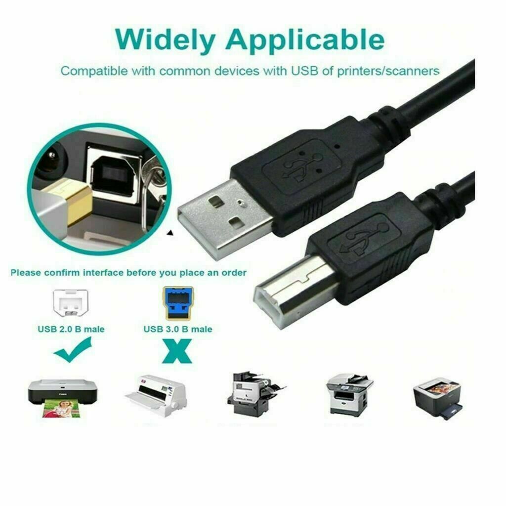 USB 2.0 High Speed Cable Printer Lead A to B Plug 24AWG 1m/2m/3m/5m/10m