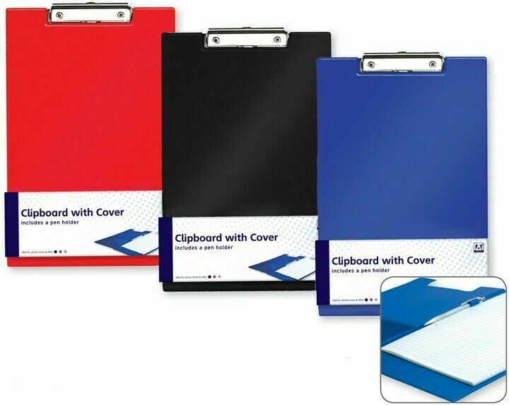 BLACK RED OR BLUE  A4 Office Clipboard & Pen Holder fold over