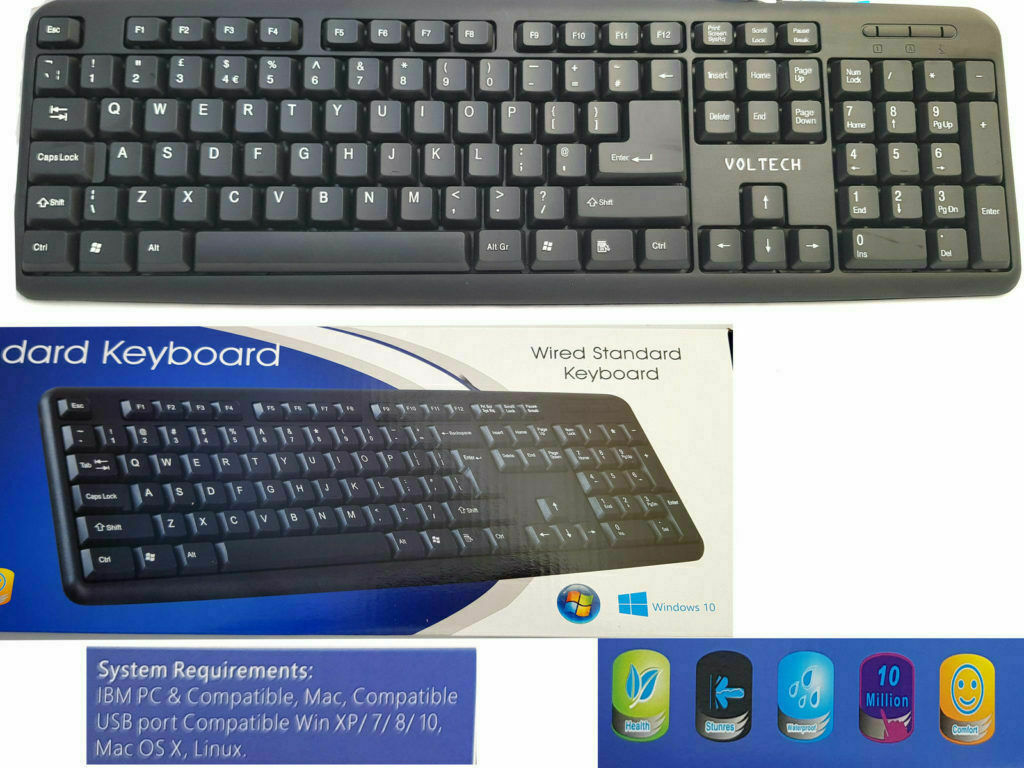 NEW USB 2.0 Wired Stylish Slim QWERTY Keyboard UK Layout For PC Computer Laptop