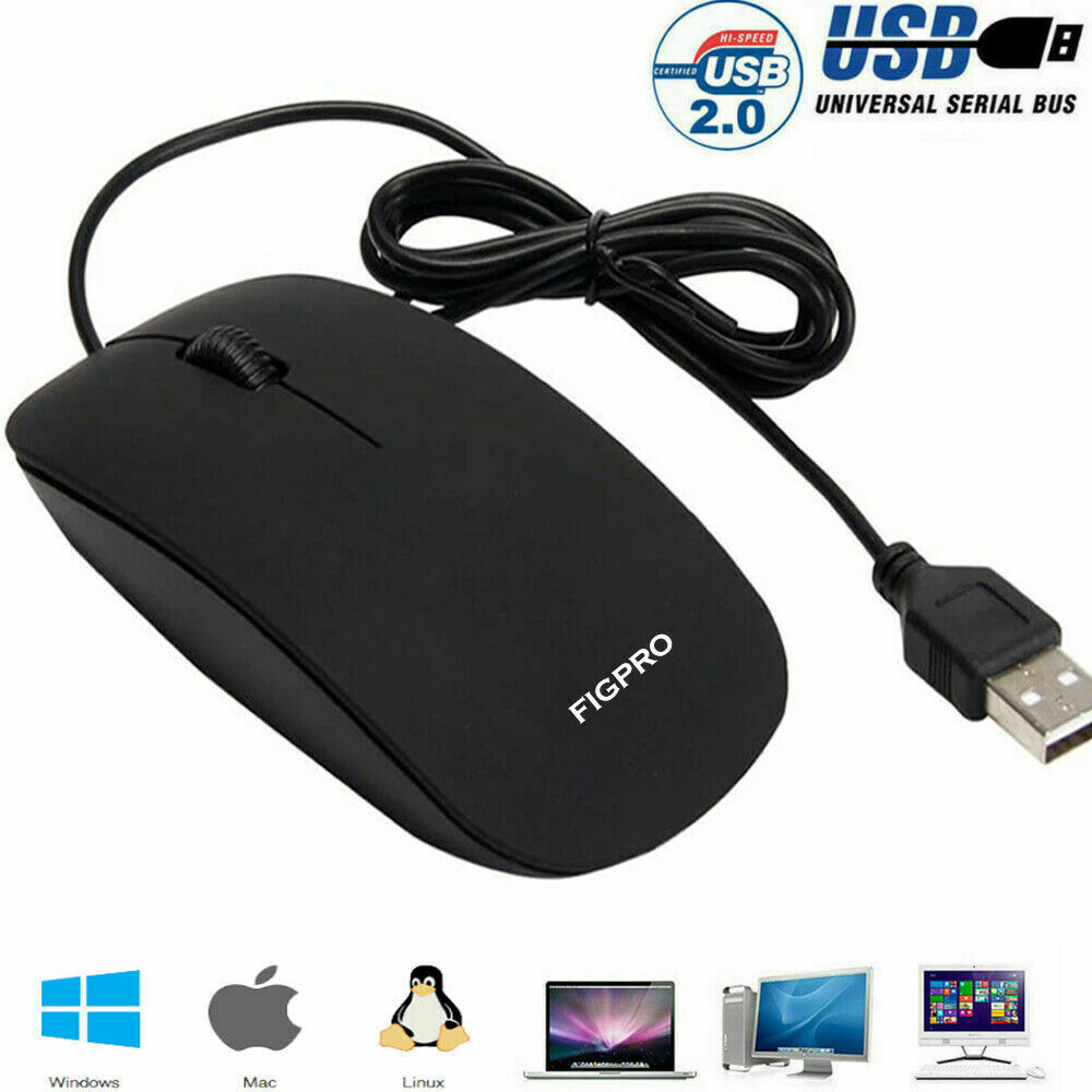 Universal Wired Usb Optical Mouse For MAC PC  Laptop Computer Scroll Wheel Bl...