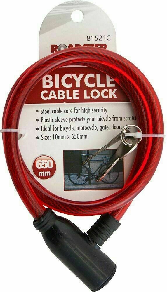 ROADSTER BICYCLE CABLE LOCK WITH 2 KEYS 10MM X 650MM