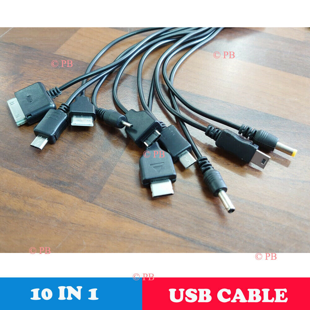 Universal 10 In 1 Multi Function Mobile Phones Game pin USB Charger Cable  PSP